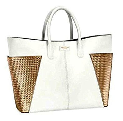 Jimmy Choo White/Gold Weekend Tote Bag